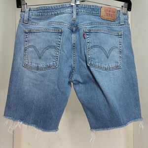 Levis 518 Superlow Denim Shorts Light Wash Raw Hem 13M JR Womens Blue Cutoffs